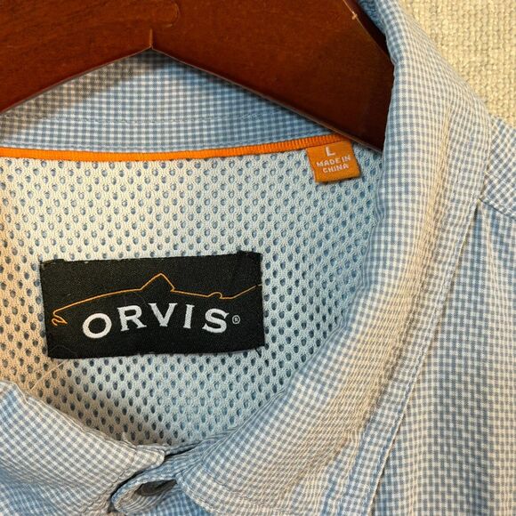 Orvis Vented Fishing Shirt Mens Large 4A38 Roll Up Sleeves Blue Outdoor Hiking - Picture 3 of 15